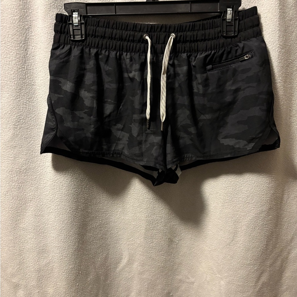 Vuori Black Camo Athletic Shorts with Drawstring